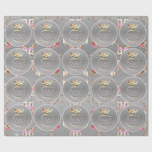 16e Wax Candle Bruiloft Jubileum Cadeaupapier (Vlak)