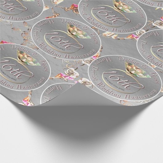 16e Wax Candle Bruiloft Jubileum Cadeaupapier (Hoek)