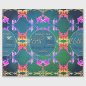 16e Wax & Statice Bloem Bruiloft Jubileum Cadeaupapier (Vlak)