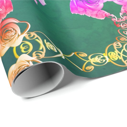 16e Wax & Statice Bloem Bruiloft Jubileum Cadeaupapier (Rol Hoek)