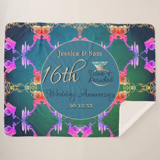 16e Wax & Statice Bloem Sherpa Deken (Voorkant (horizontaal))