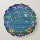 16e Wax & Statice Flower Jubileum Rond Kussen (Achterkant)