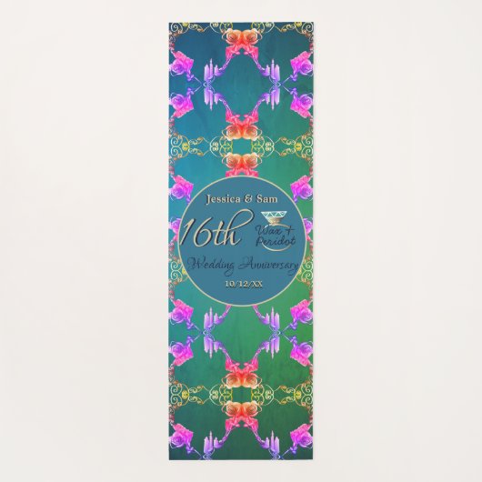 16e Wax & Statice Flower Jubileum Yogamat (Achterkant)