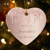 16e zestiende verjaardag roos goud glitter roze 16 keramisch ornament