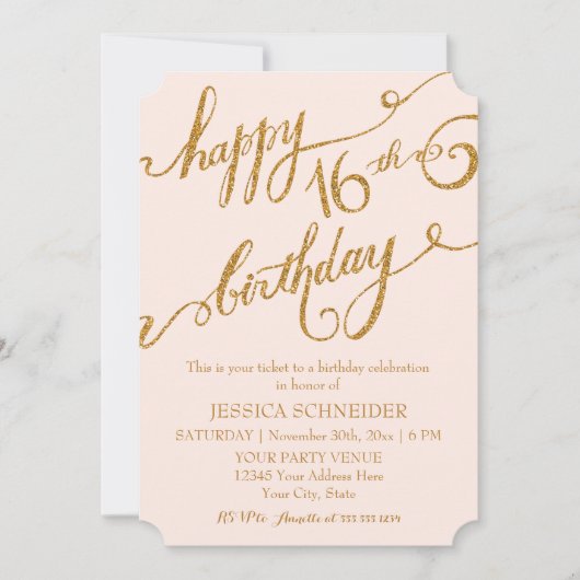 16e zoete zestien zestiende verjaardag Ticket Kaart (Voorkant)