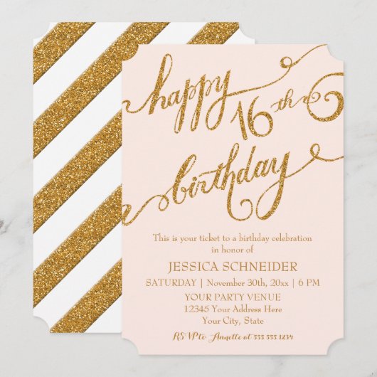 16e zoete zestien zestiende verjaardag Ticket Kaart (Voorkant / Achterkant)