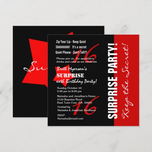 16e ZUIVERE DAG Zwarte Rood A08 Star Kaart (Voorkant / Achterkant)