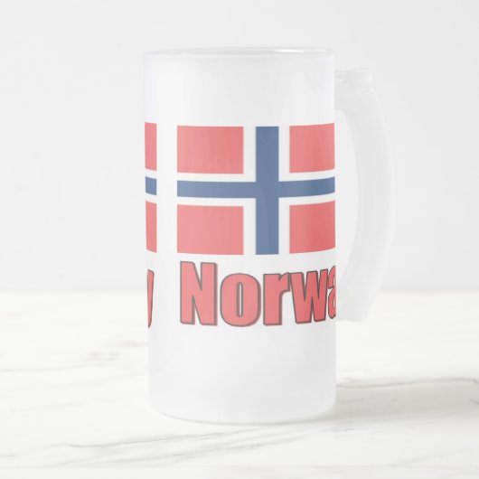 16oz Frosted Mok Norway\Flag (Voorkant rechts)