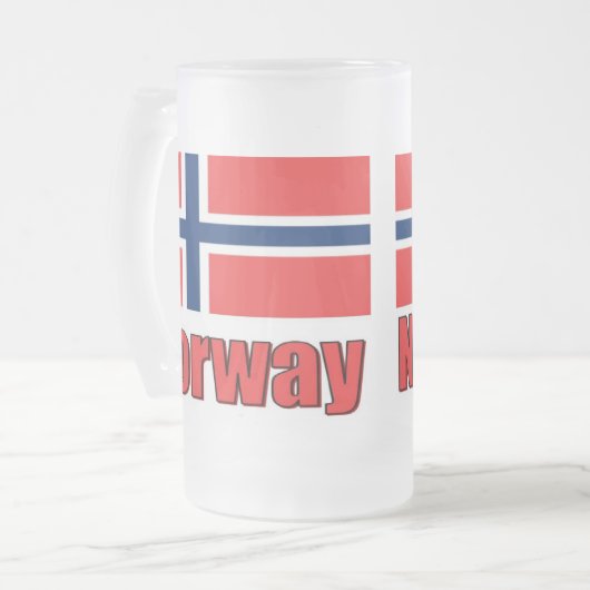 16oz Frosted Mok Norway\Flag (Voorkant links)