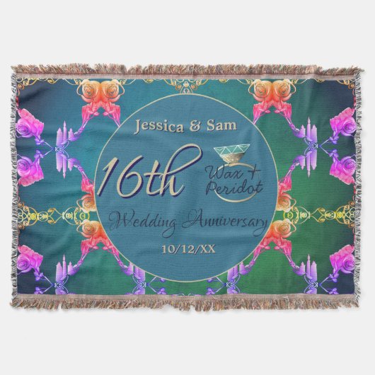 16th Anniversary Wax, Statice Flower Throw Blanket Deken (Voorkant)