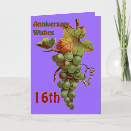 16th Anniversary wishes, customiseable Kaart (Voorkant)