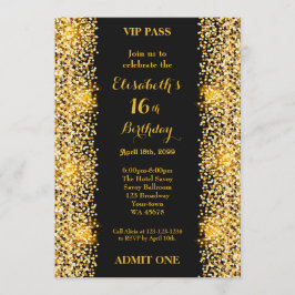16th, Birthday 16th, Gatsby-stijl, ticket, zwart g Kaart