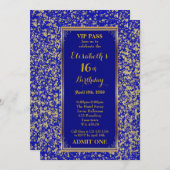 16th, Birthday 16th, Glitter Navy, ticket, Navy Go Kaart (Voorkant / Achterkant)