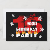 16th Birthday Black Red White Stars Save Date K04Z Save The Date (Voorkant)