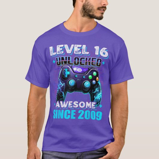 16th Birthday Boy Level 16 Gamer 16 Year Video Gam T-shirt (Voorkant)