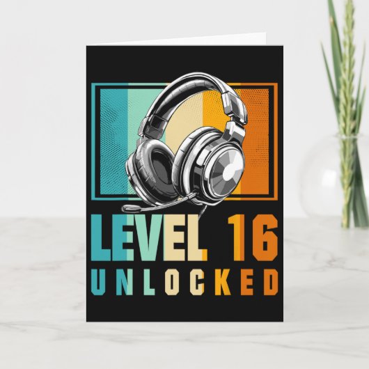 16th Birthday Boy Video Gamer Level 16 Unlocked Bo Kaart (Voorkant)