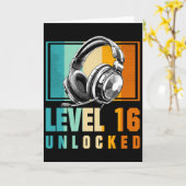 16th Birthday Boy Video Gamer Level 16 Unlocked Bo Kaart (Gele Bloem)