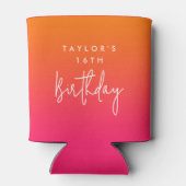 16th Birthday Bright Hot Pink and Orange Ombre Blikjeskoeler (Achterkant)