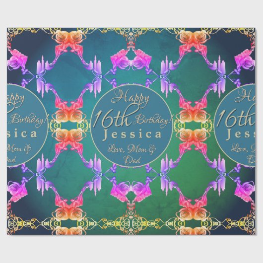 16th Birthday  Cadeaupapier (Vlak)