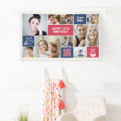 16th Birthday Custom Photo Collage Red Blue Spandoek (Insitu)