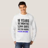 16th Birthday // Funny Boy's Birthday Countdown T-shirt (Voorkant volledig)