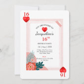 16th Birthday Hearts Sweet 16 Kaart (Voorkant)