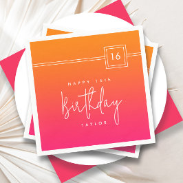 16th Birthday Hot Pink Orange Colorful  Servet