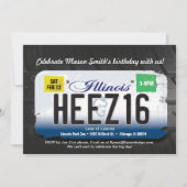 16th Birthday Illinois License Invitation Kaart (Voorkant)