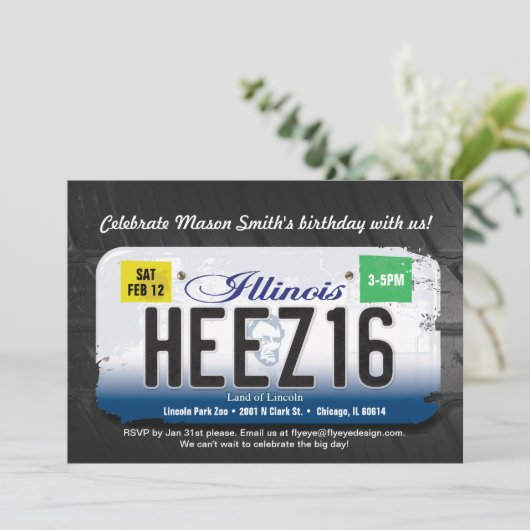 16th Birthday Illinois License Invitation Kaart (Staand voorkant)