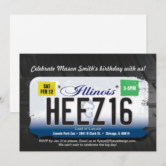 16th Birthday Illinois License Invitation Kaart (Voorkant / Achterkant)