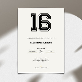 16th Birthday Invitation - Minimal Sport Style Kaart