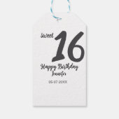 16th Birthday Naam toevoegen Datum Jaar Black sjab Cadeaulabel (Achterkant)