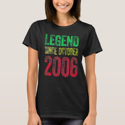 16th Birthday October Born 16 Years Legend Since 2 T-shirt (Voorkant)