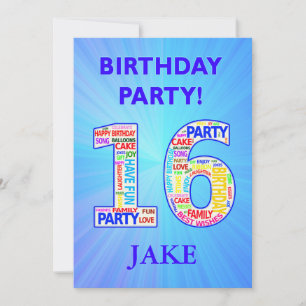 16th Birthday Party Invitation Voeg een naam toe Kaart