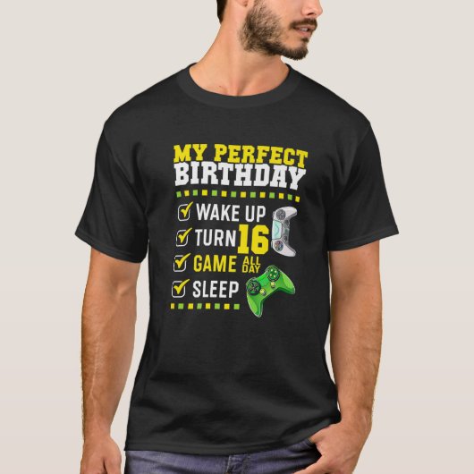 16Th Birthday Party Perfect For Gamer 16 Years Old T-shirt (Voorkant)