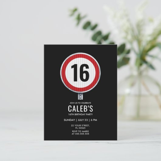 16th Birthday Speed Limit  Briefkaart (Staand voorkant)