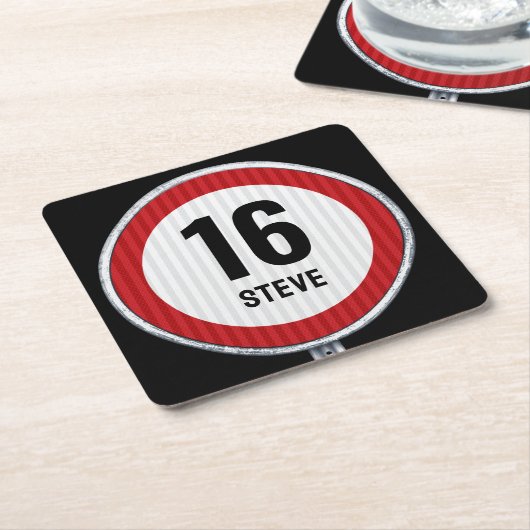 16th Birthday Speed Limit CUSTOMIZABLE Kartonnen Onderzetters (Schuin)