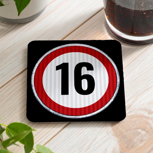 16th Birthday Speed Limit Kartonnen Onderzetters