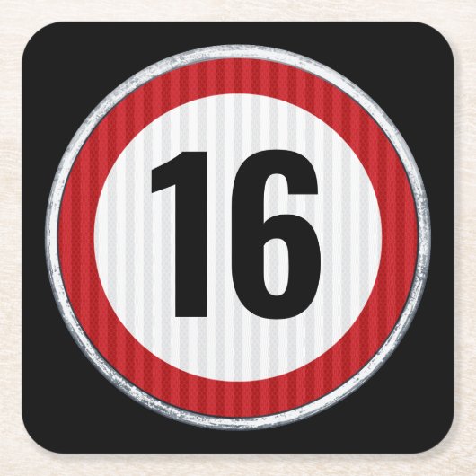 16th Birthday Speed Limit Kartonnen Onderzetters (Voorkant)