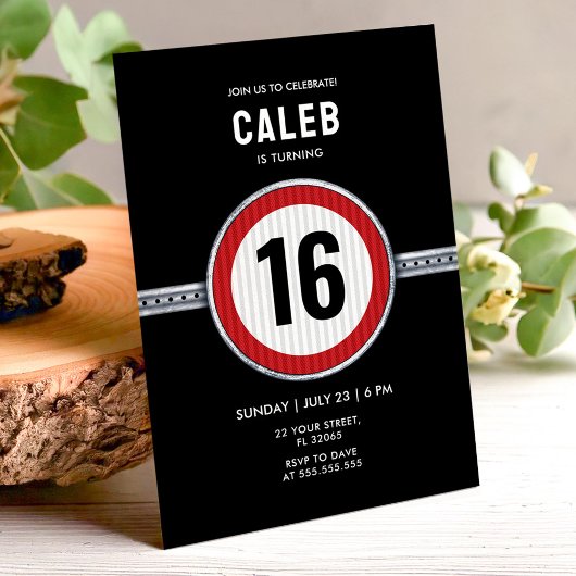 16th Birthday Speed Limit Sign - ANY AGE Kaart
