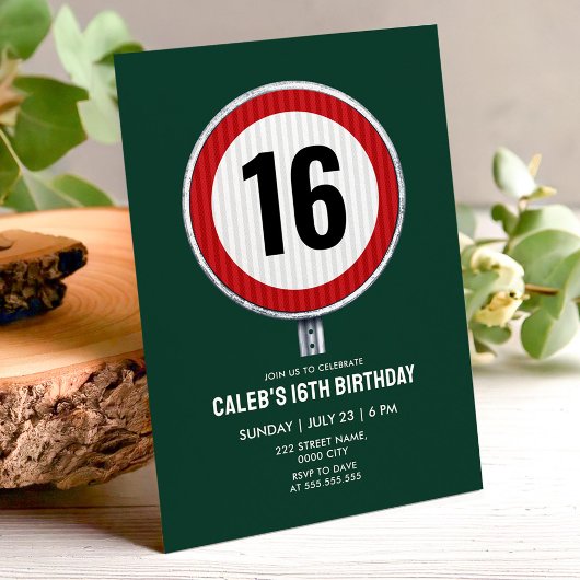 16th Birthday Speed Limit Sign - ANY AGE Kaart