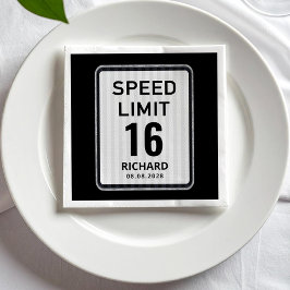 16th Birthday Speed Limit Sign - ANY AGE Napkins Servet