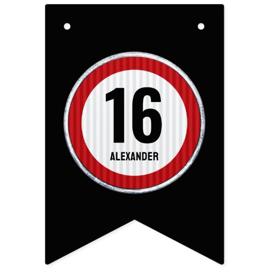 16th Birthday Speed Limit Sign - ANY AGE Vlaggetjes (Eerste vlag)