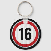 16th Birthday Speed Limit Sleutelhanger (Voorkant)