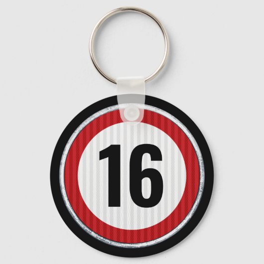 16th Birthday Speed Limit Sleutelhanger (Voorkant)