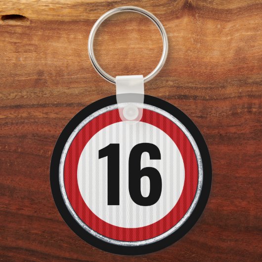 16th Birthday Speed Limit Sleutelhanger (Voorkant)