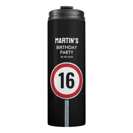 16th Birthday Speed Limit Thermosbeker (Voorkant)