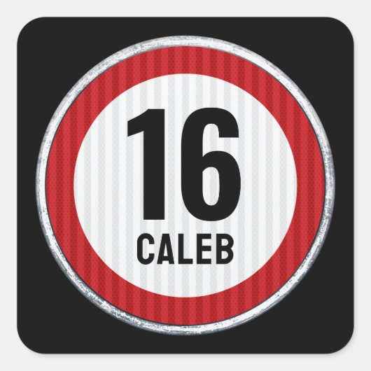 16th Birthday Speed Limit Vierkante Sticker (Voorkant)