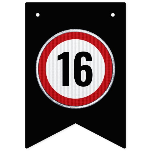 16th Birthday Speed Limit Vlaggetjes (Eerste vlag)
