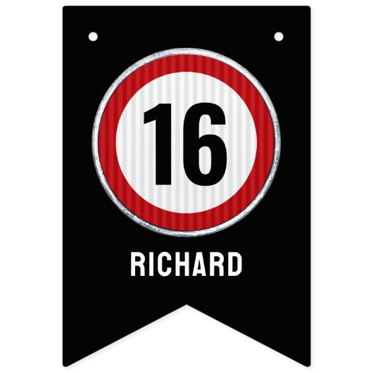 16th Birthday Speed Limit Vlaggetjes (Eerste vlag)